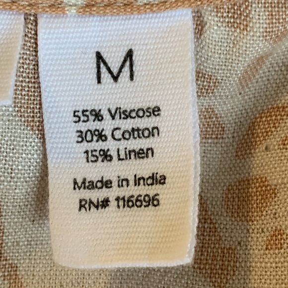 MIDNIGHT SKY CARMEL ZEBRA PRINT TIED LINEN BLEND BLOUSE women’S SIZE MEDIUM - Picture 9 of 9